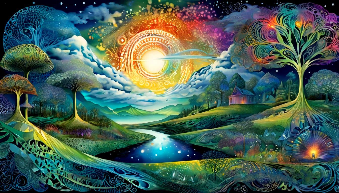 Surreal Ethereal Dreams in Luminous Zentangle Style