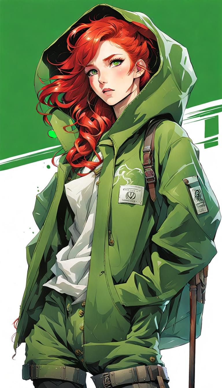 Cottagecore Fashion Model in Solar Punk Manga Style