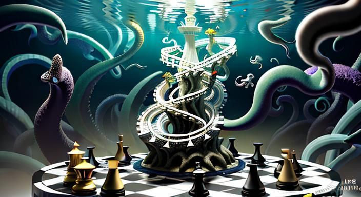 Abstract Graphic Score of Eldritch Horror Landscape