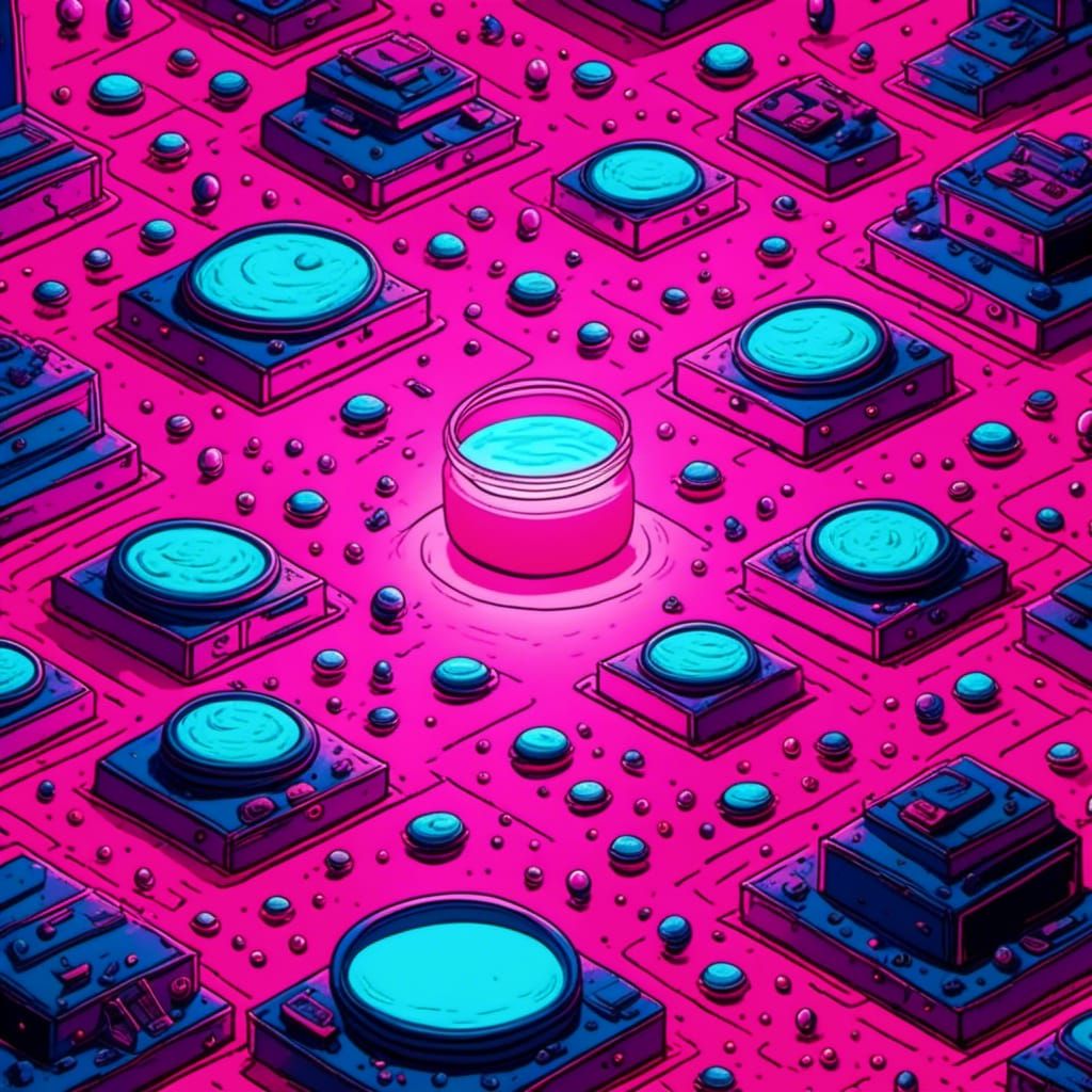 Neon Pink Pills in Vaporwave Retro Style