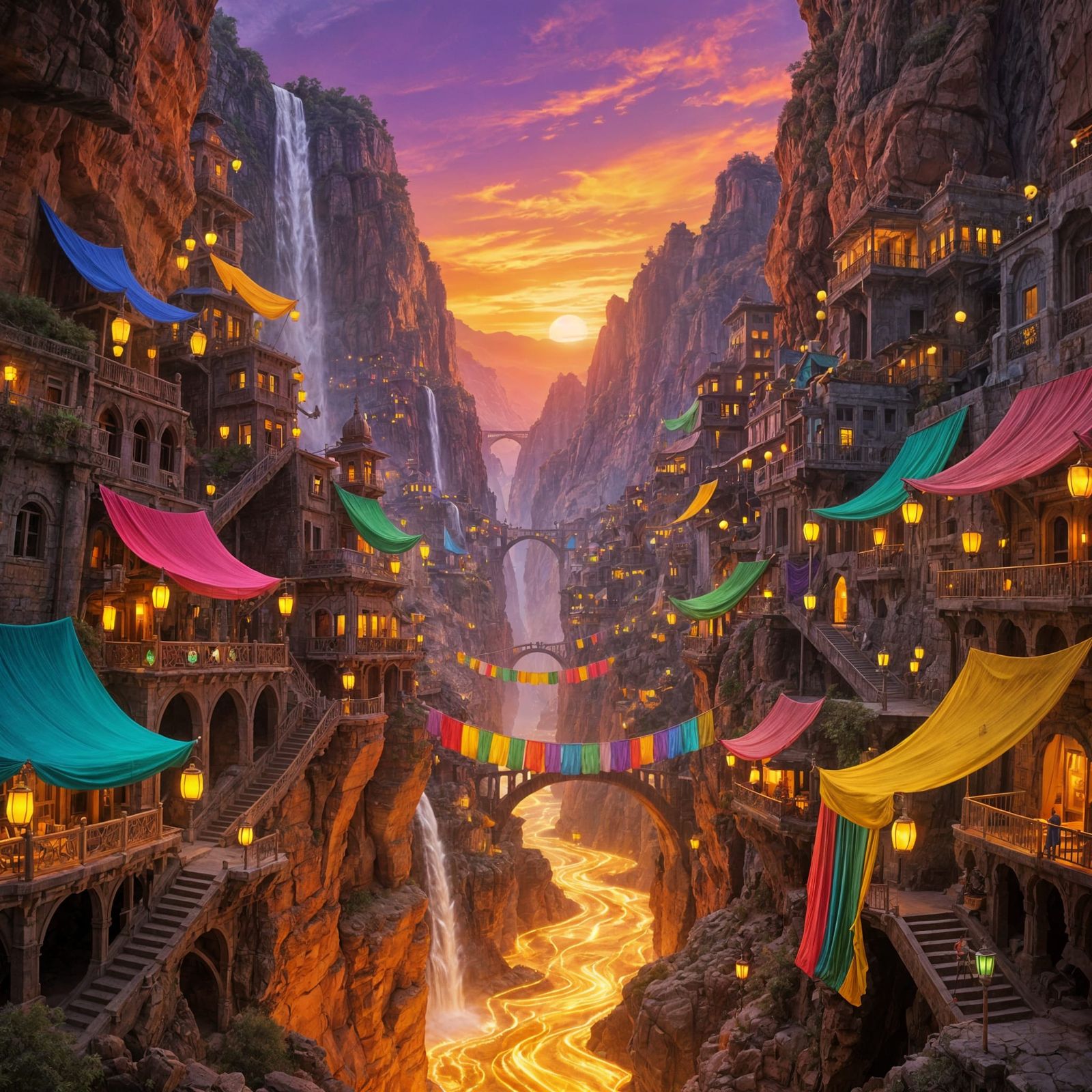 Colossal Fantasy Canyon City at Sunset