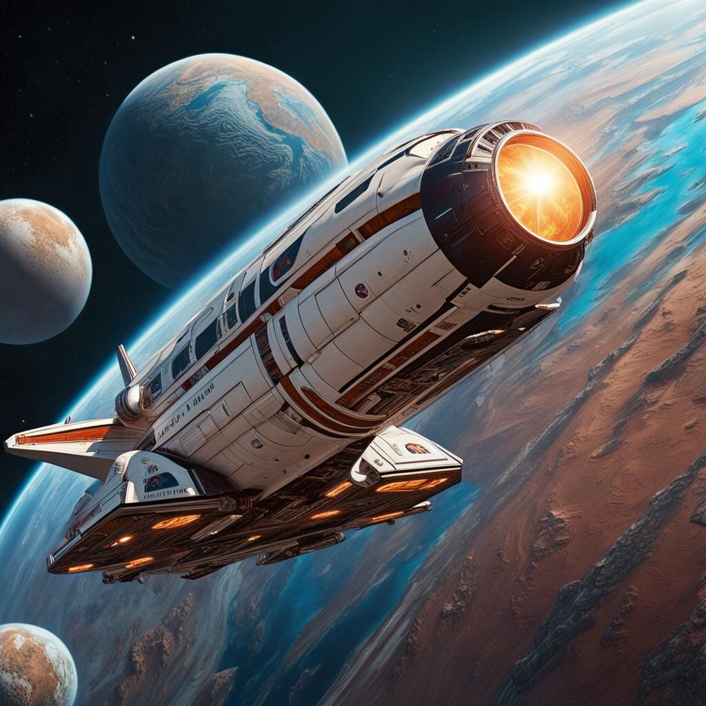 Planet Hopper Shuttle in Cosmic Fantasy Style