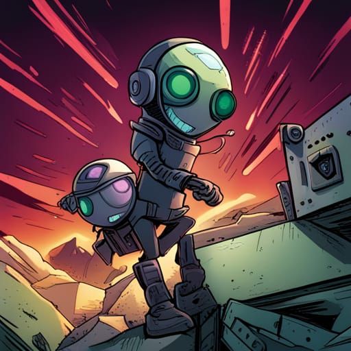 Invader Zim in Mech Suit Comic Art