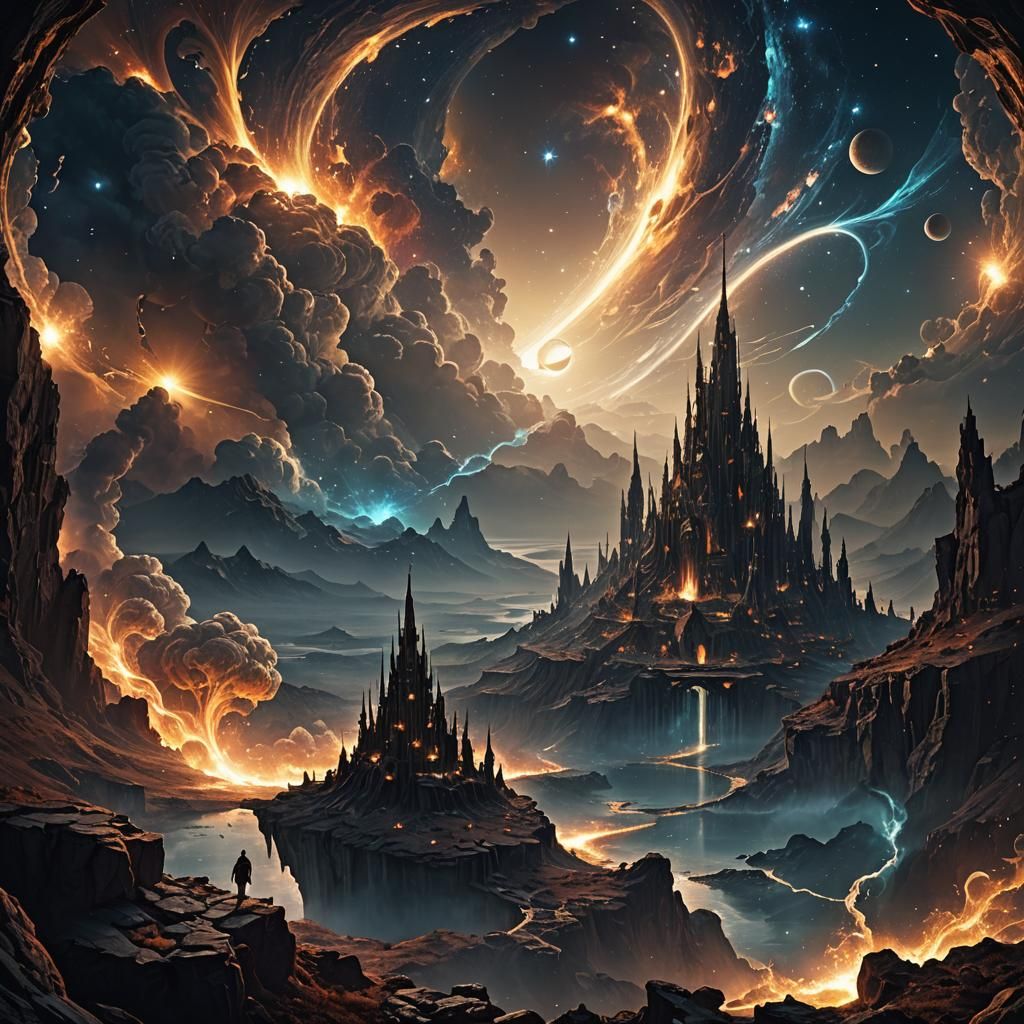 Fantastical Hope in Endless Emptiness: Detailed Matte Painti...