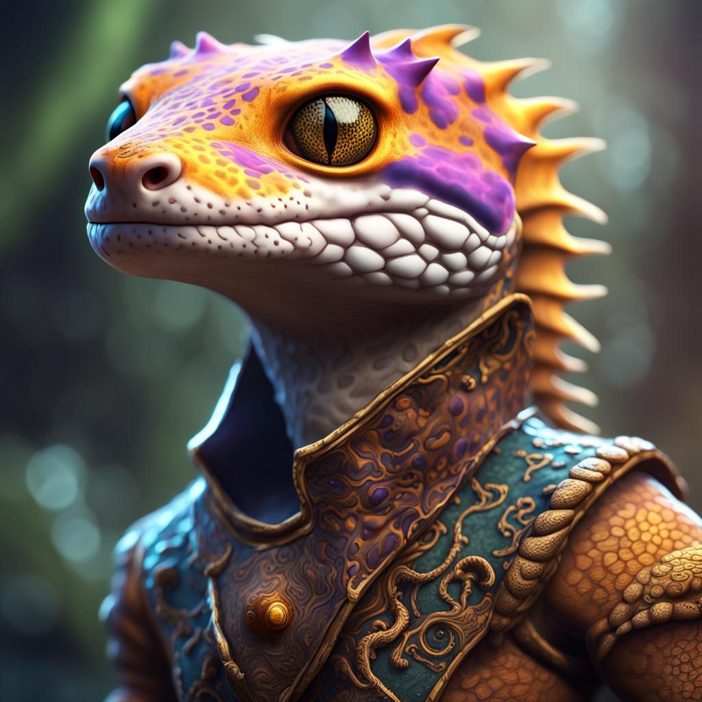 Leopard Gecko Lizardfolk in Detailed Matte Painting