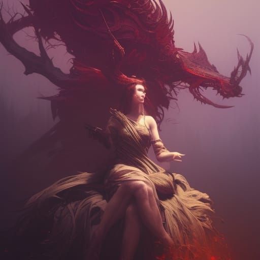 Queen of Red Moon: Dark Fantasy Art in 8K