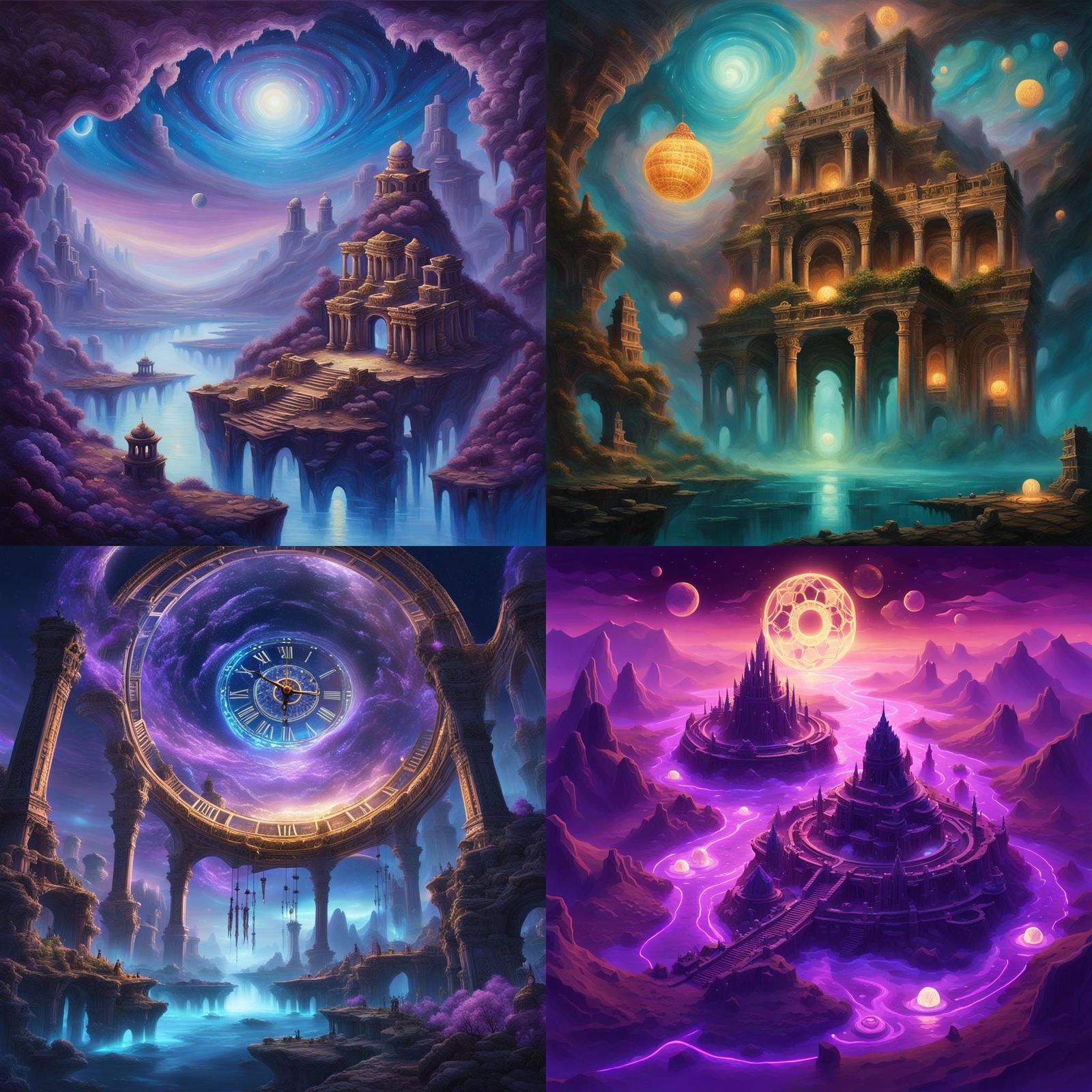 Surreal Landscape with Floating Islands and Celestial Rivers