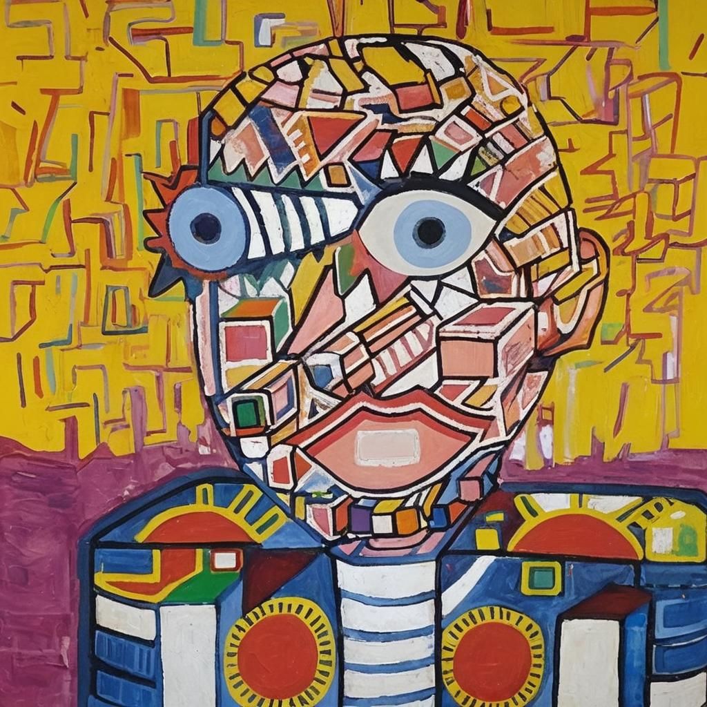 Cyborg Robot in Industrial Landscape