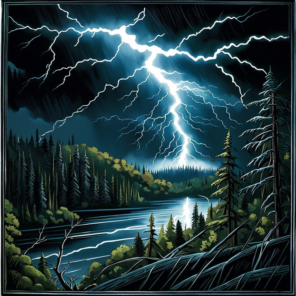 Terrifying Lightning Storm Concept Art Illustration