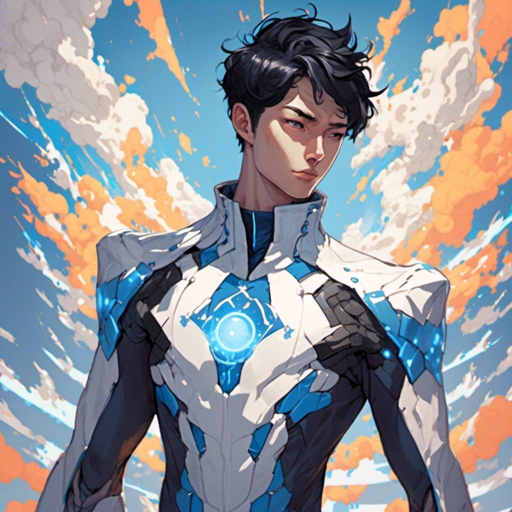 Korean Man Fused with Blue Energy in Experimental Suit