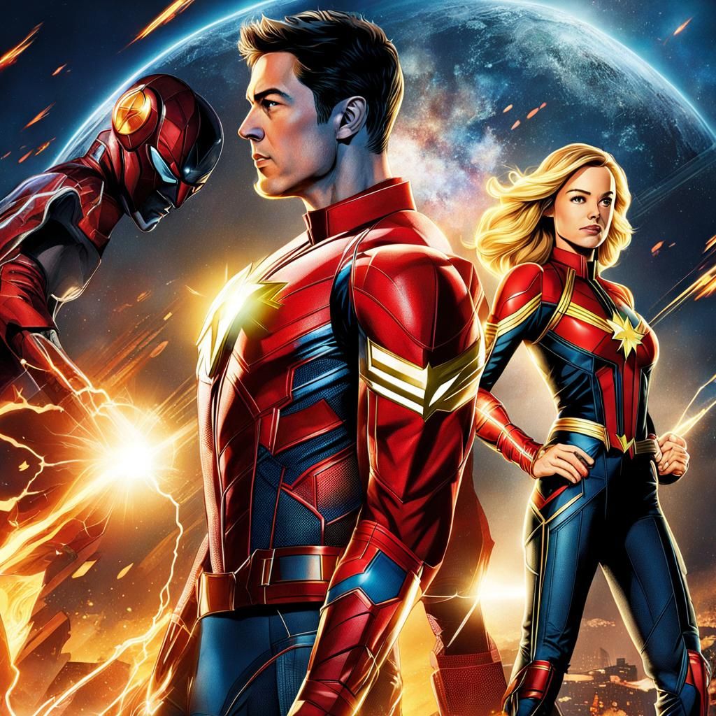 Flash and Captain Marvel: AI Generated Image