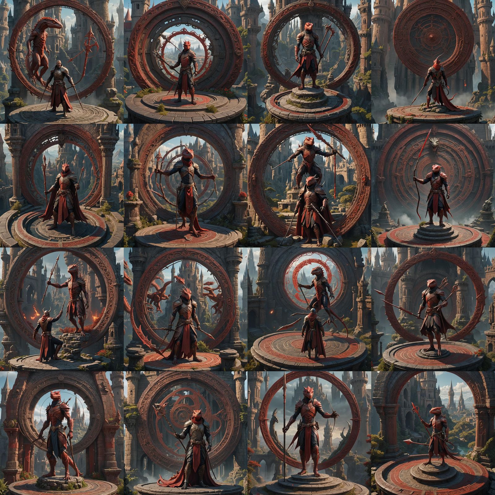 Lizard Warrior on Tower Altar: Fantasy Concept Art