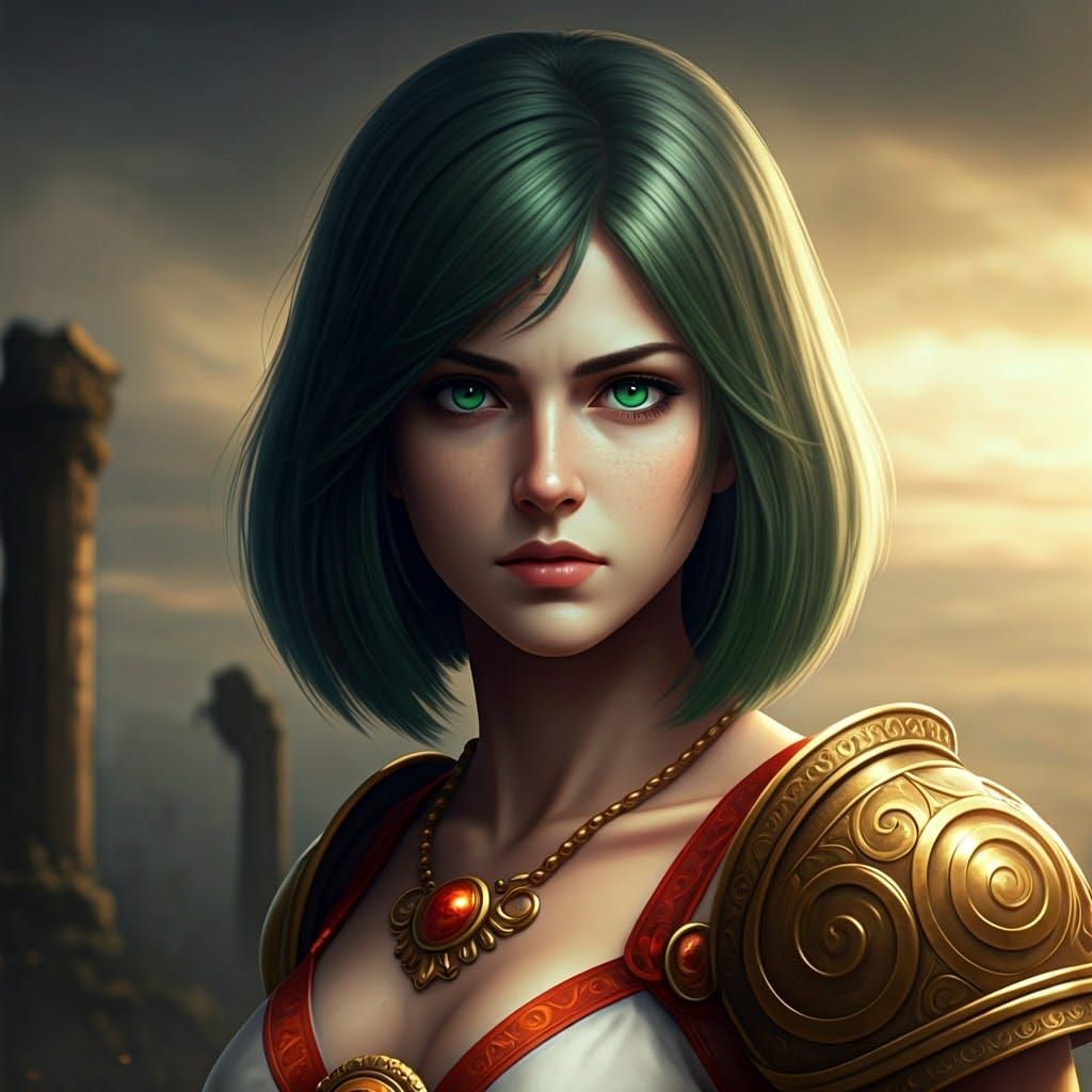 Lady Palutena with Bob Haircut in Ancient Ruins