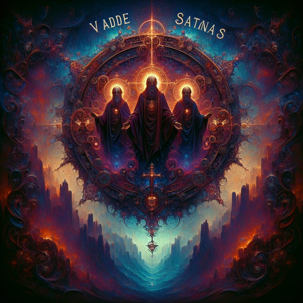 Detailed Catholic Art Hints 'Vade Satanas' in 8K