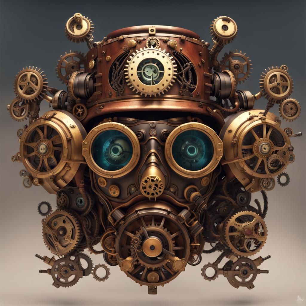 Steampunk Opera Mask with Gears and Goggles