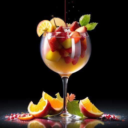 Maximalist Fruit Still Life with Fireworks