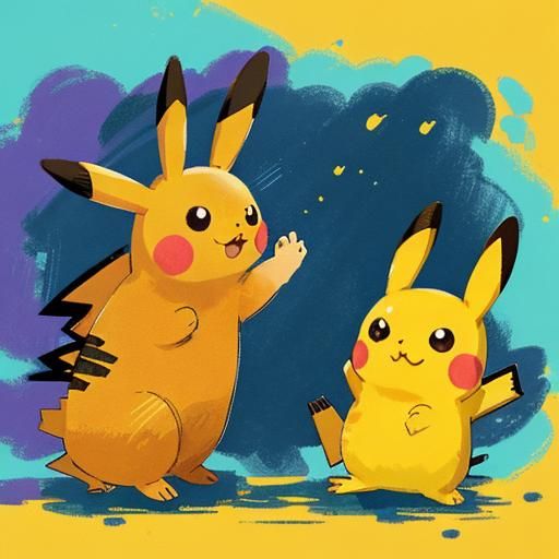 Pikachu and Buneary: Hyperrealistic Splash Art