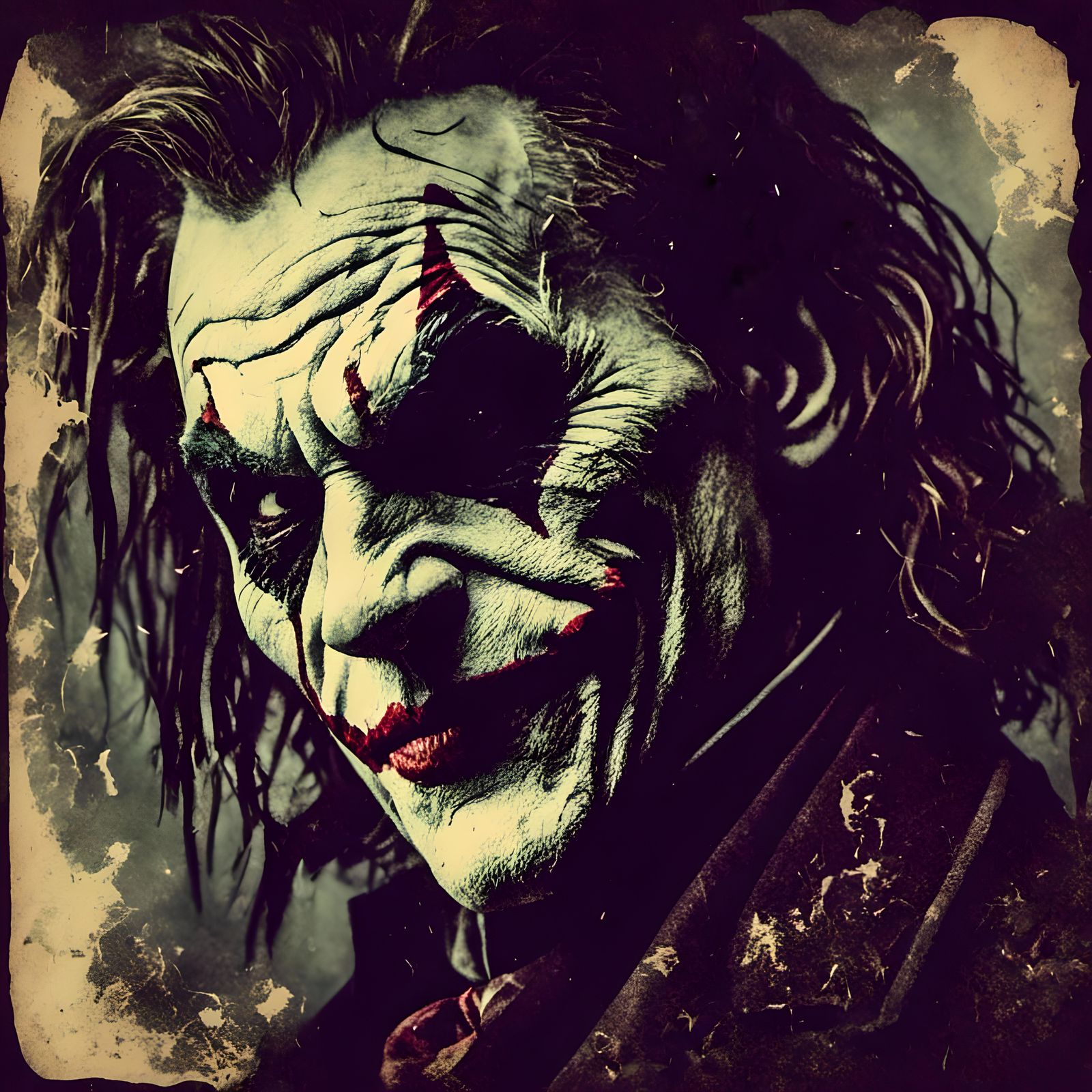 Macabre Joker Stencil Art in Cinematic Lighting