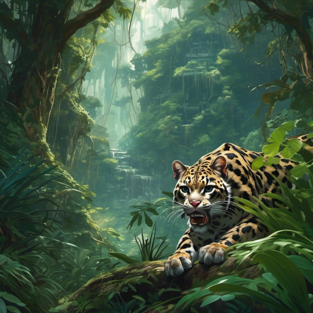 Clouded Leopard in Jungle: Anime Key Visual