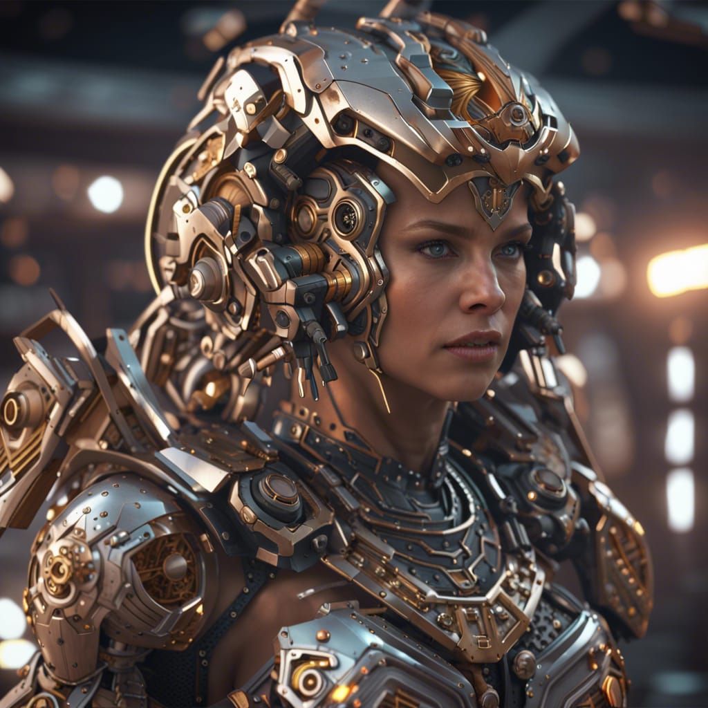 Futuristic Mecha Xena Warrior Princess in Sci-Fi Style