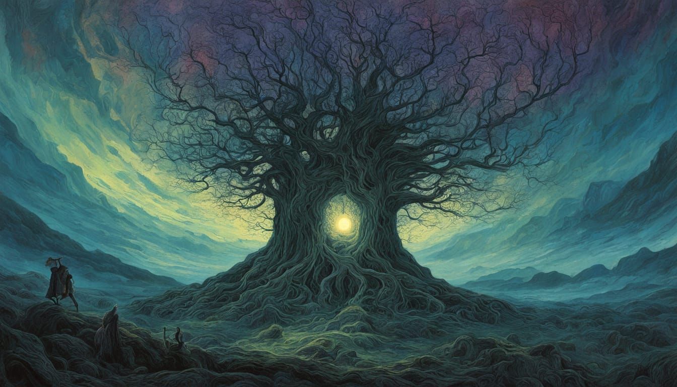 Cosmic Tree Beacon in Surreal Valley