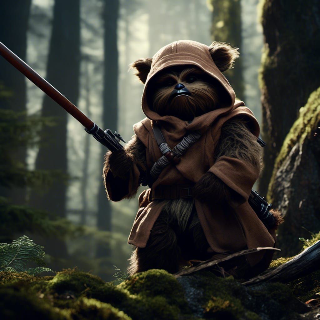 Ewok Warrior on Endor Moon in 16k HDR
