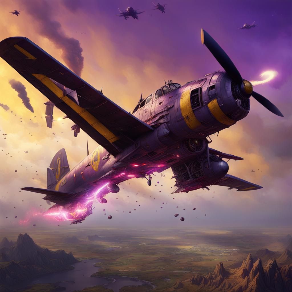 Warplane Exploding: Dark Fantasy Concept Art