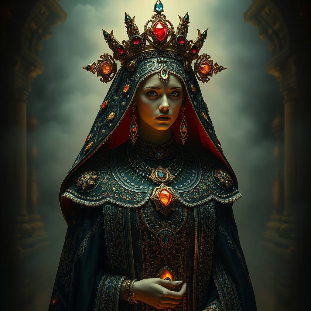 Surreal Mystic Goddess in Ethereal Temple