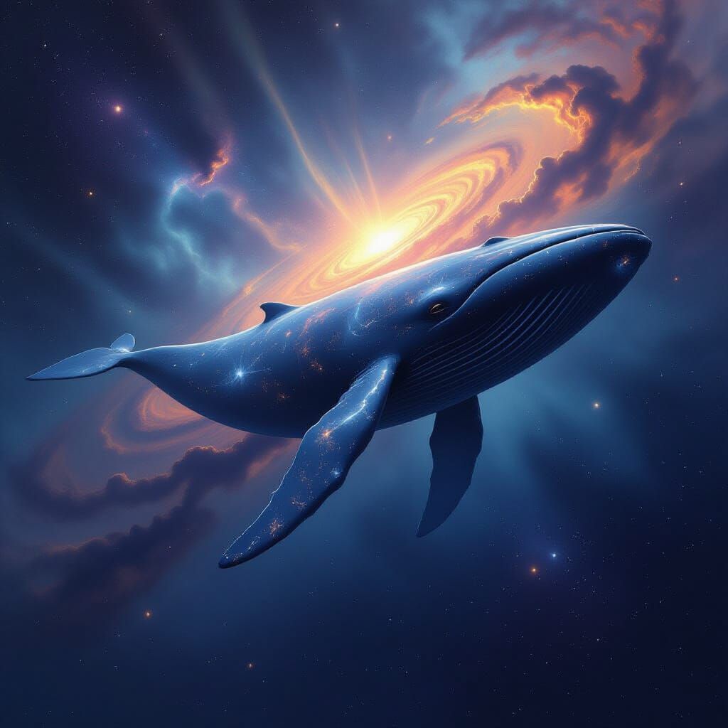 Ancient Whale Drifts Through Cosmic Void