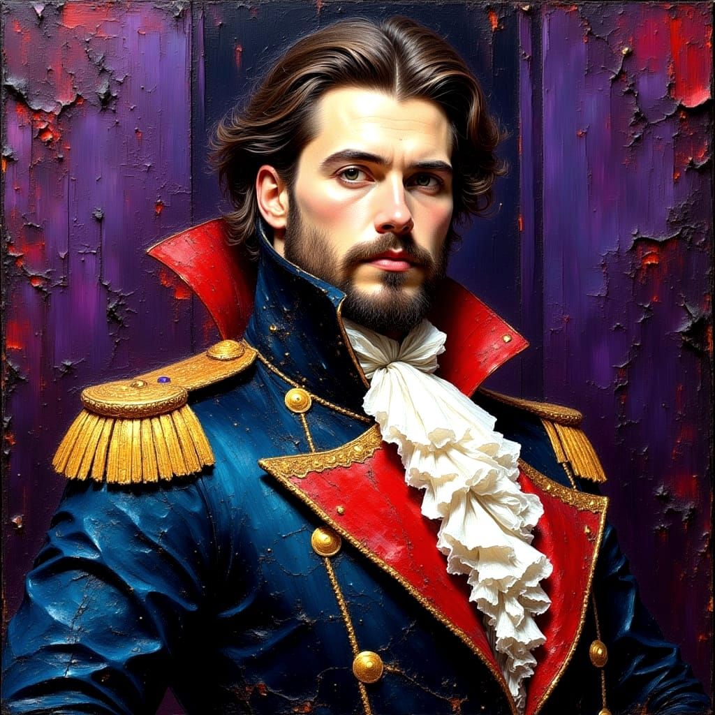 Gothic Captain Portrait in Impasto Oil Painting Style
