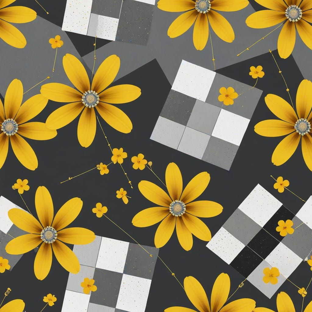 Geometric Floral Art in Pop Art Style