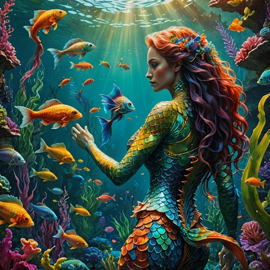 Ethereal Mermaid in Tropical Lagoon