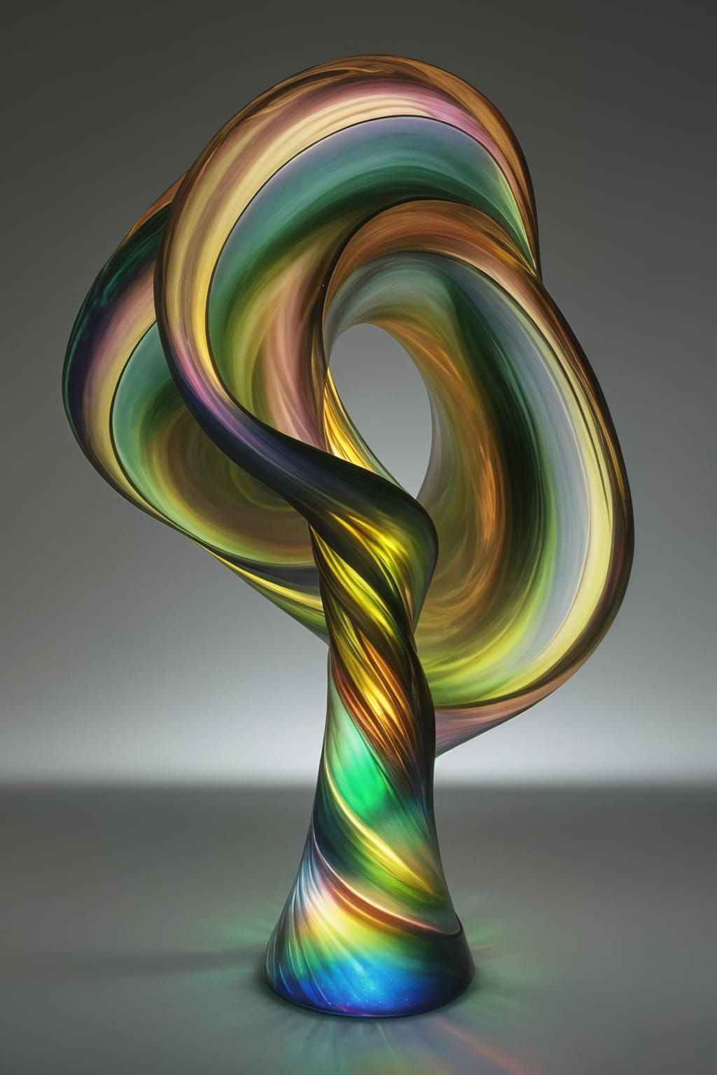 Irididescent Glass Sculpture with Radiant Light Rays