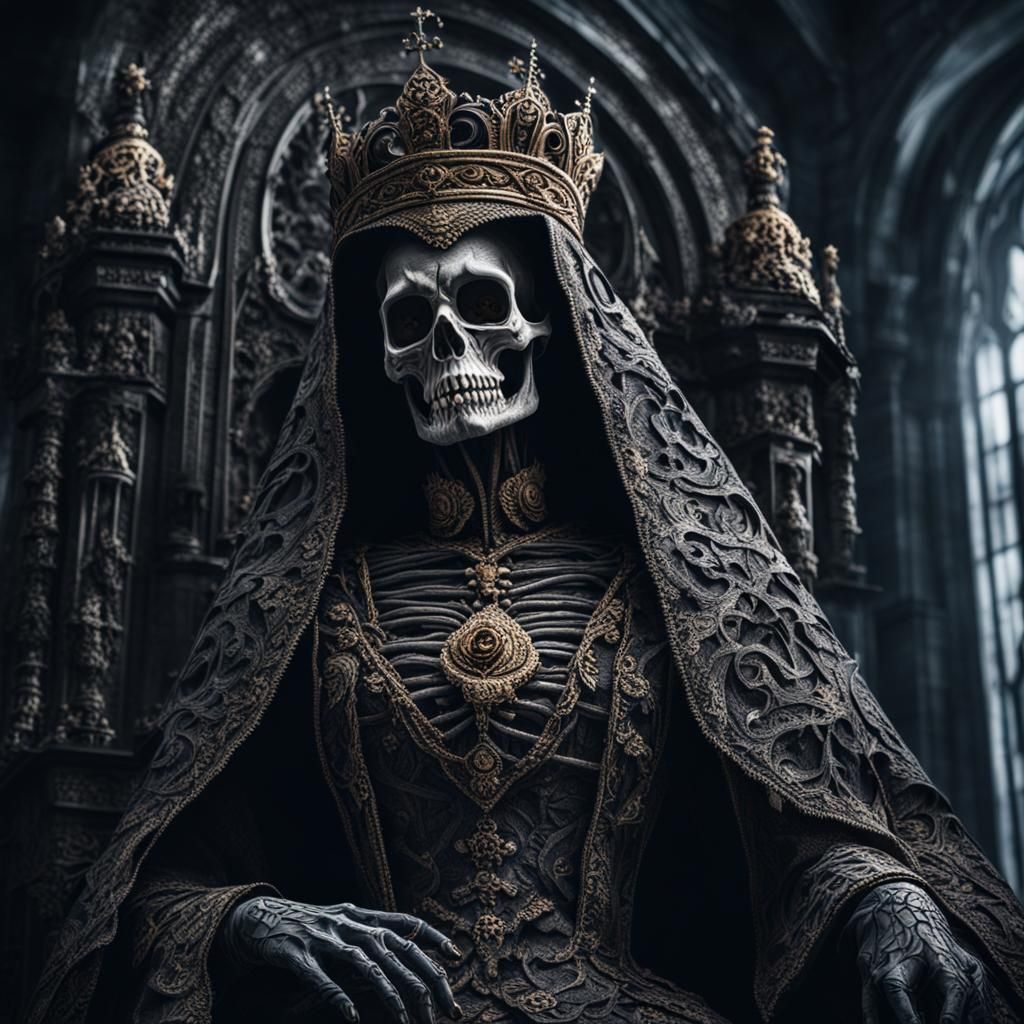 Hyperrealistic Queen of Death in Cinematic Style