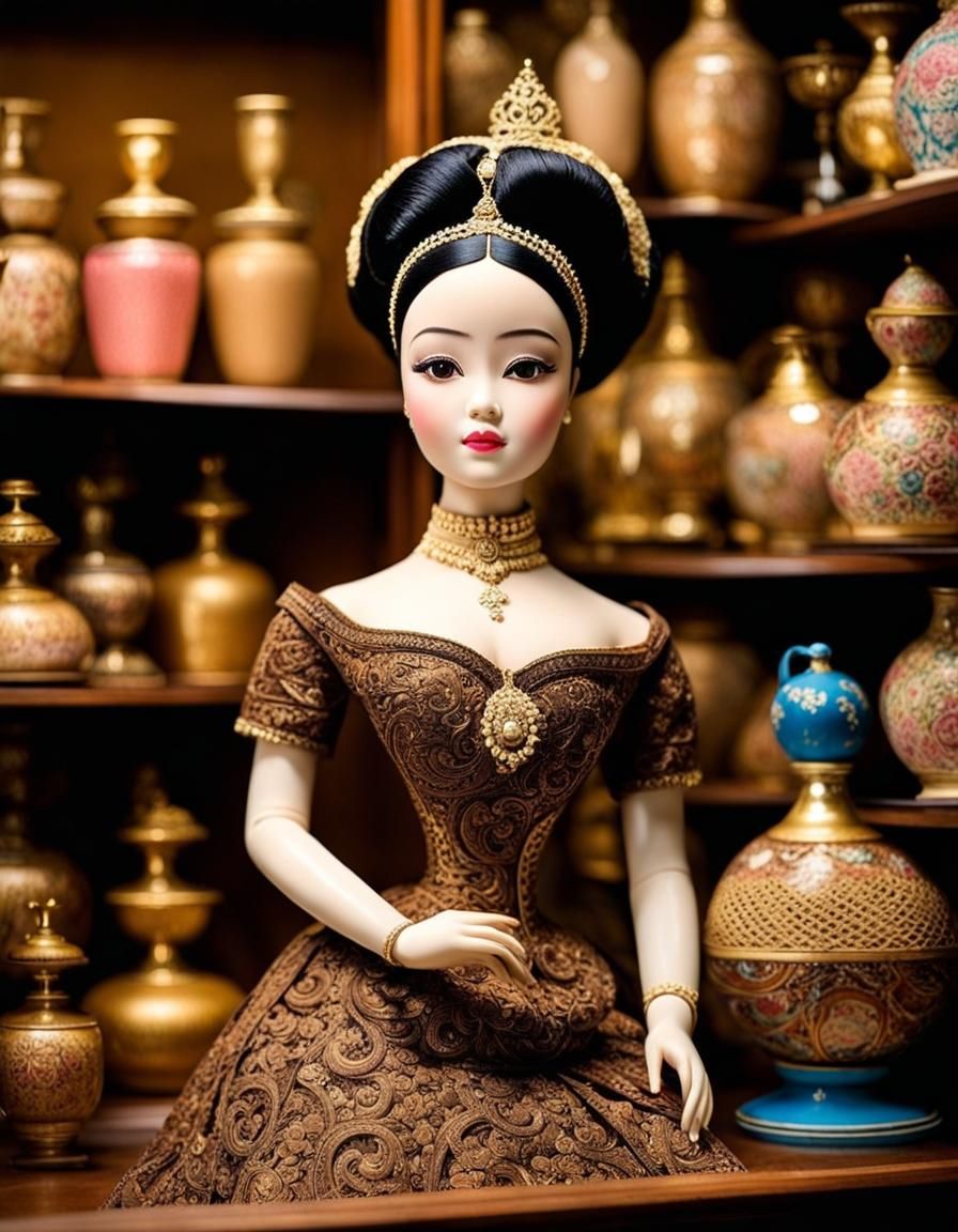 Porcelain Doll of Indonesian Woman in Kebaya