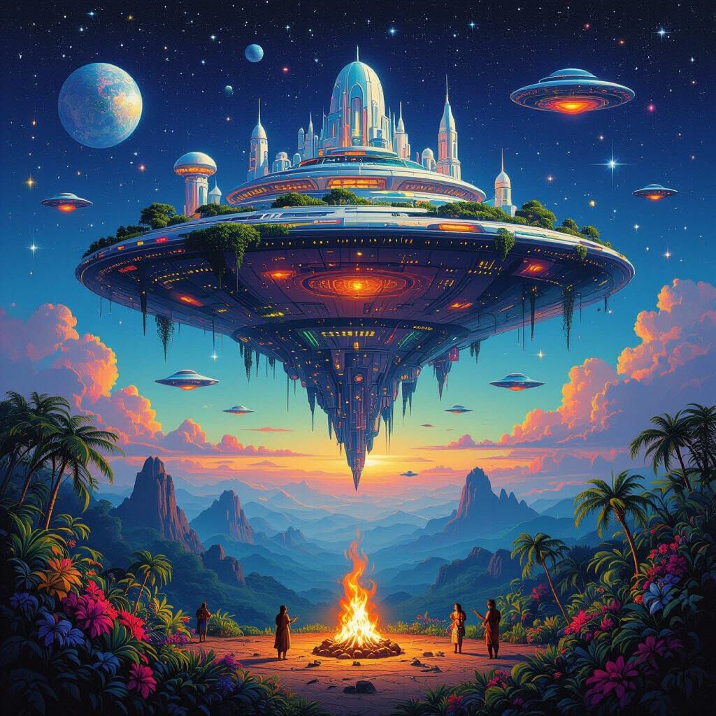 Mystic Alien City on Floating Island Fire Ceremony