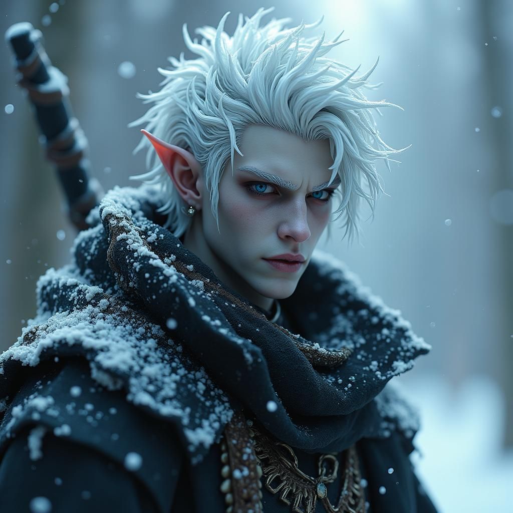 Icy Wight Demon with Platinum Hair: 3D Anime Art