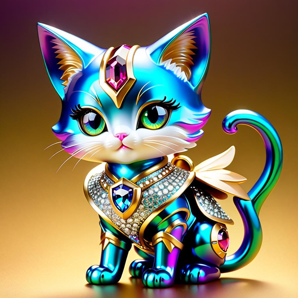 Metallic Kitten Knight Radiating Jewel Tones