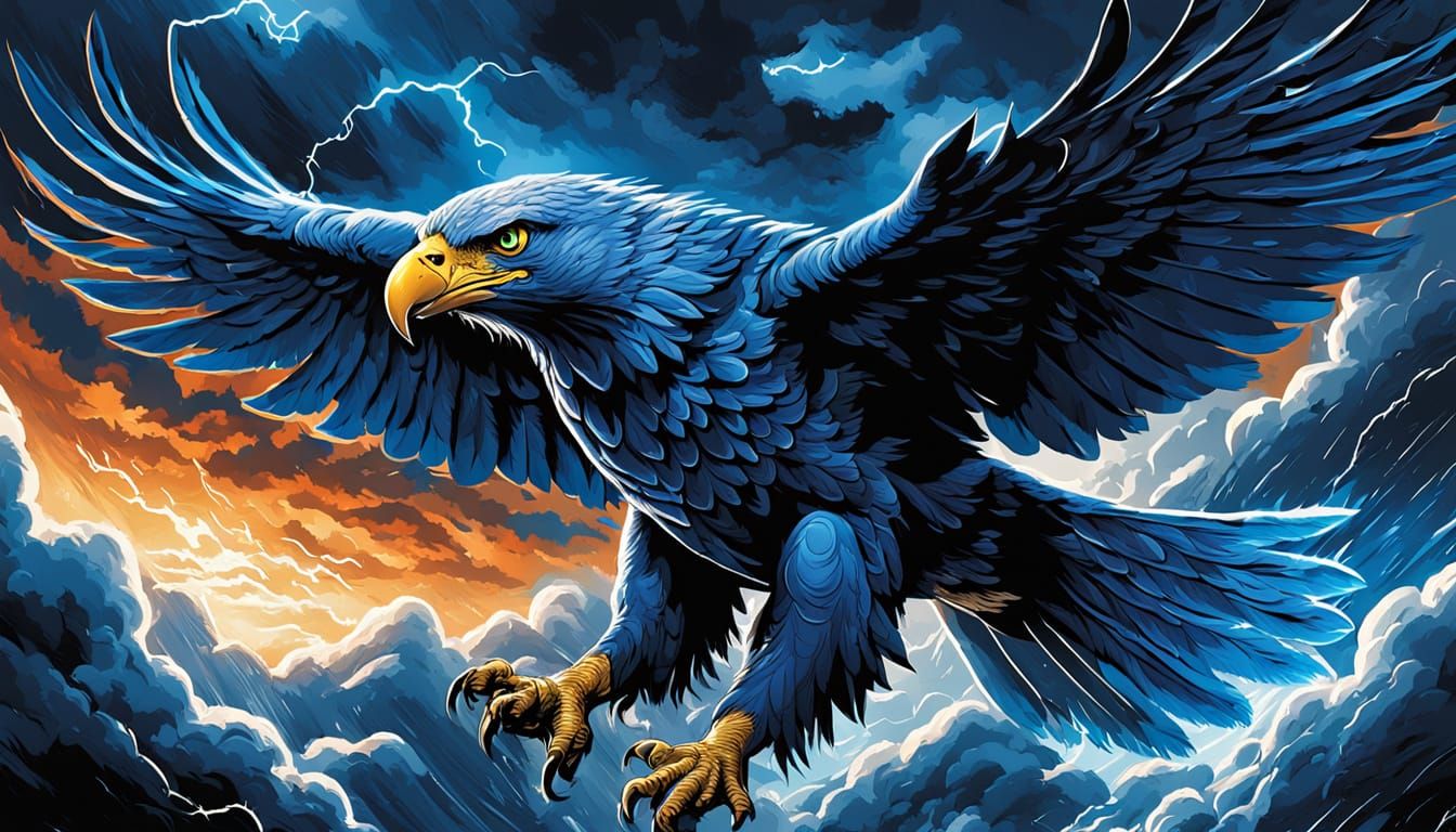 Fierce Blue Eagle Soaring: Comic Book Art