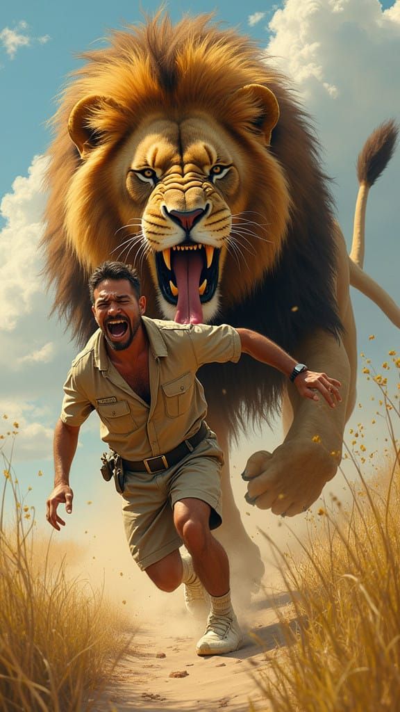 Lion's Gentle Surprise: A Roaring Predator Turns Loyal Frien...