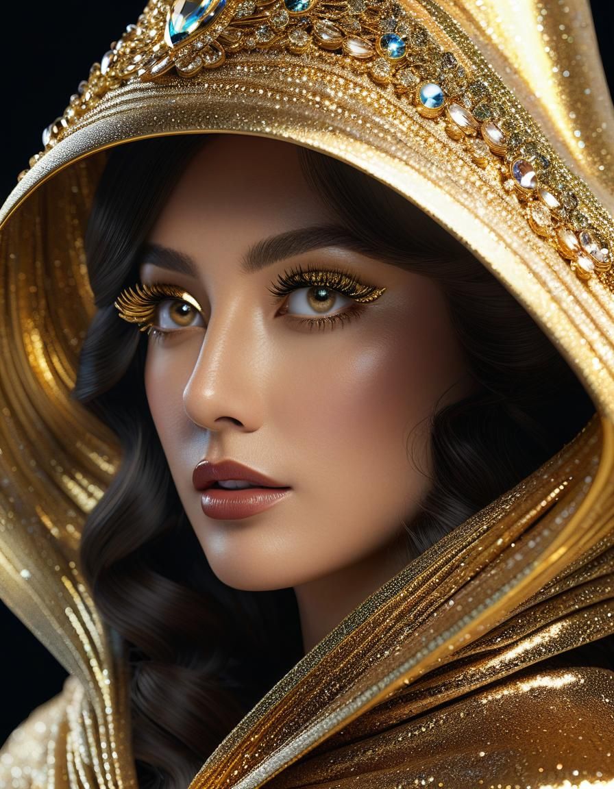 Jeweled Lashes in a Fantascape, Hyperrealistic CGI