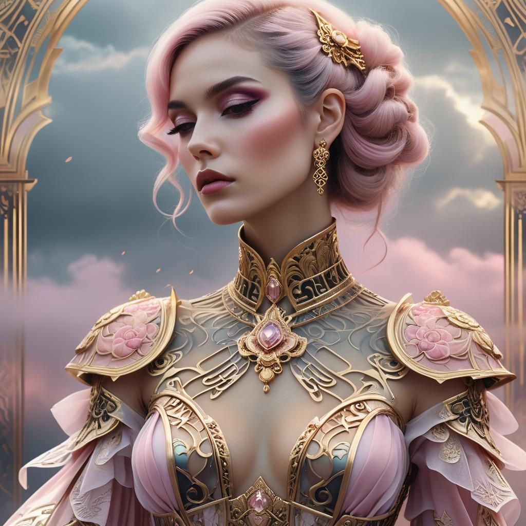 European Woman with Baroque Clothing in Digital Art