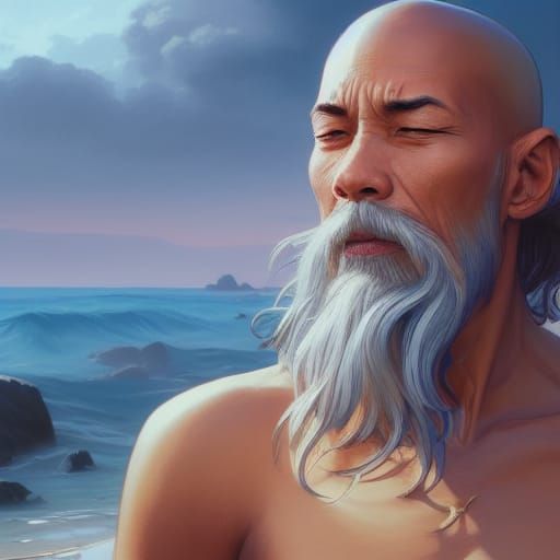 Fantasy Monk Meditating on the Beach in Unreal Engine
