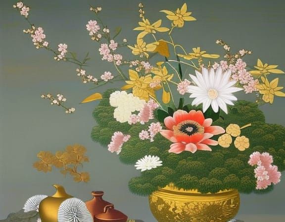 Japanese Art Flower Vase Still Life