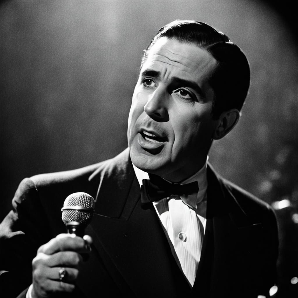 Carlos Gardel in Film Noir Style Portrait