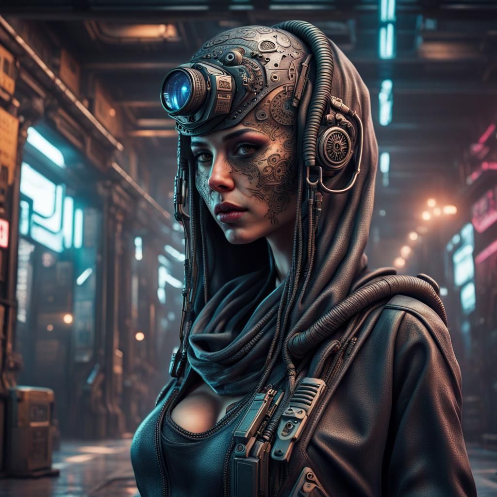Cyberpunk Isis in Hyperrealistic Style