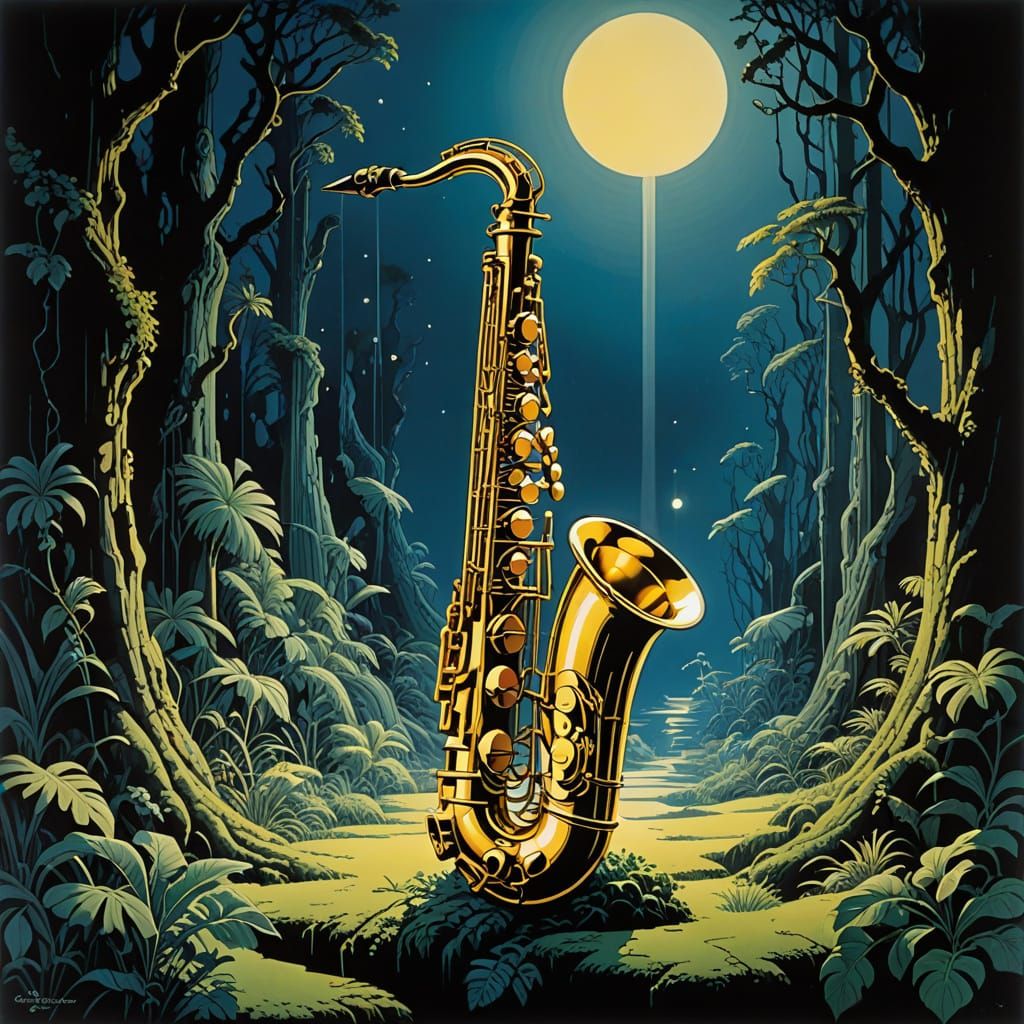 Ethereal Saxophone Dreams in Art Deco Splendor