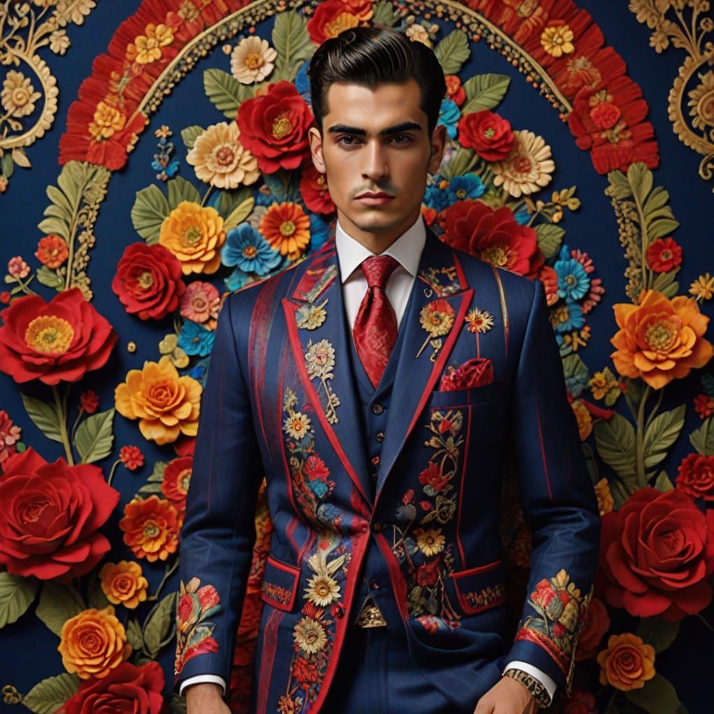 Mexican Fashion Designer Creates Opulent Suits in Vibrant Co...