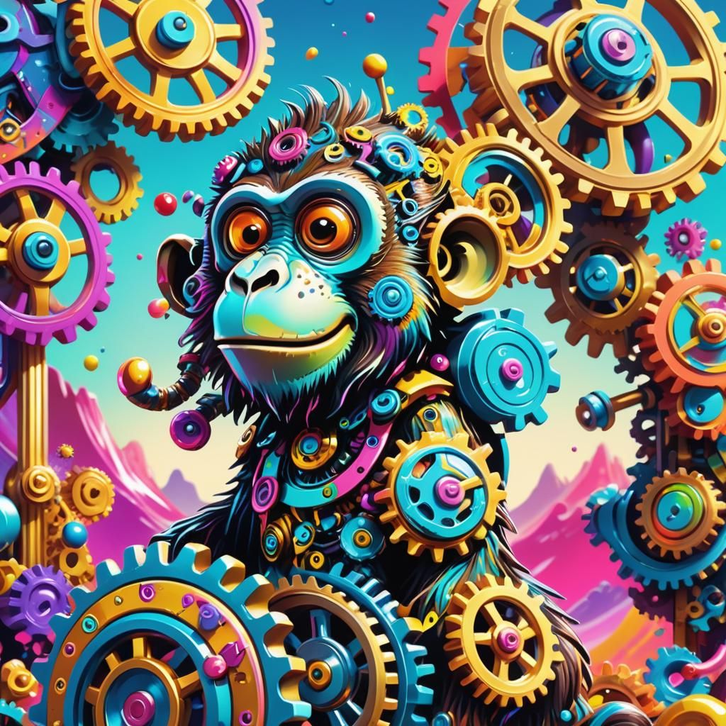 Gear-Monkey: Colorful Creature of Gears and Watch Parts