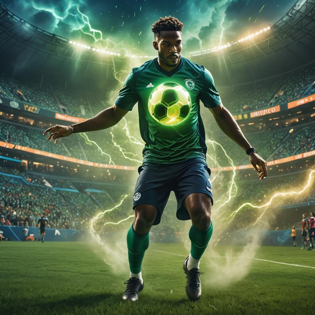 Football Player in Motion: Fantasy Digital Art